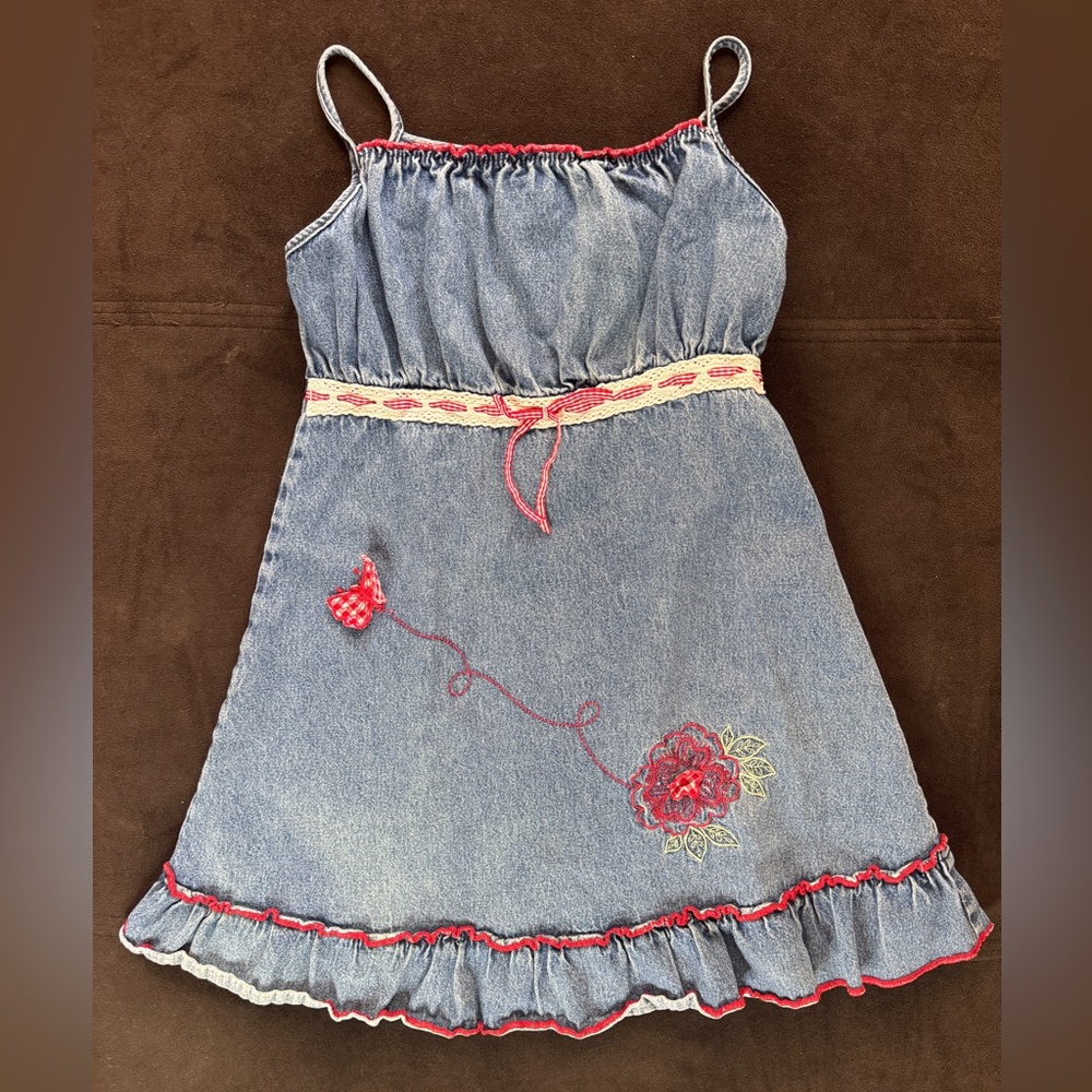 Blueberi Boulevard Embroidered Denim Dress